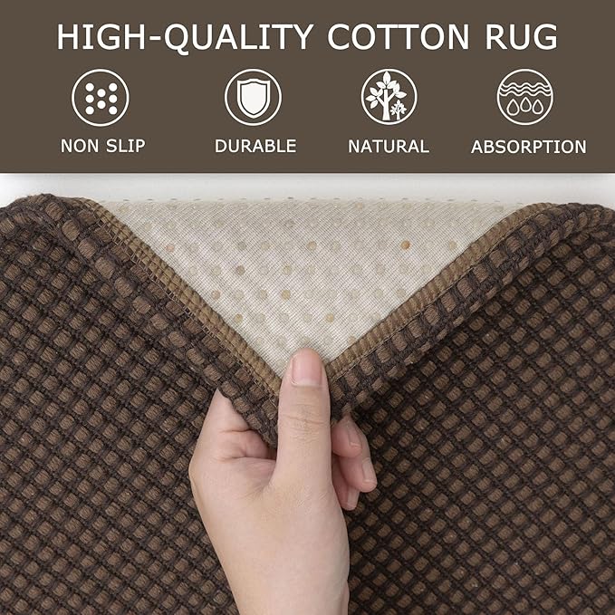 KOZYFLY Long Runners for Hallways 2.6x12 ft Washable Kitchen Runner Non Slip Rubber Backed Hallway Rugs Cotton Entryway Runner Rug Floor Carpet for Indoor Hall, Backdoor, Kitchen, Reddish Brown/Coffee