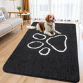 Smiry Dog Door Mat for Muddy Paws, Absorbent Dirt Trapper Non Slip Quick Dry Washable Chenille Mat for Mud Dogs, Entry Rug for Indoor and Outdoor (59x32 Inches, Black and White)