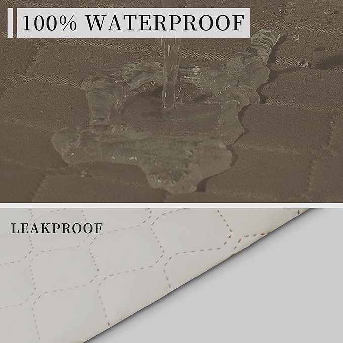 ISSUNTEX Double Protection 100% Waterproof Sofa Covers for Living Room, Reversible Couch Covers for 3 Cushion Couch Sofa, Furniture Protector Sofa Cover for Pets (X Large, Camel/Ivory)