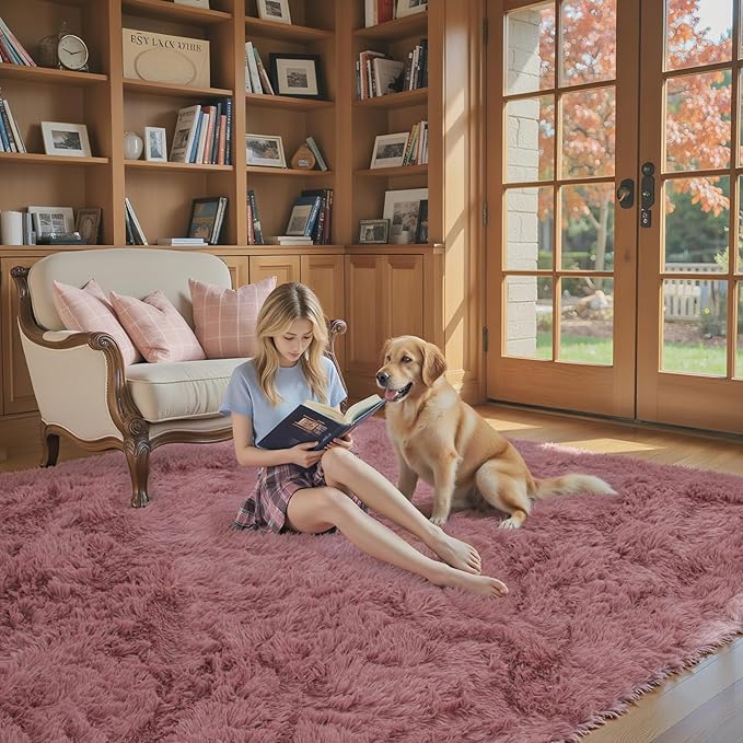 Rugs for Living Room 6x9, Alfombras para Salas Shag Large Plush Soft Area Rug, Shaggy Carpets for Bedroom, Kids Boys Girls Home Decor Aesthetic(Blush, 6 x 9)