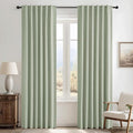 RYB HOME 100% Blackout Sage Green Linen Curtains, Extra Long Light & Heat Blocking Thermal Privacy Protection Neutral Window Drapes for Living Room Bedroom, 52" W x 108" L, 2 Panels Set