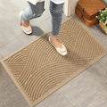 HIYARD Sturdy Front Door Mat, Absorbent Muddy Dirt Resist Welcome Door Mats Outdoor Indoor, Stain and Fade Resistant, Non-Slip Backing Entry Mat Low Profile Doormat for Entryway, 29×17, Beige