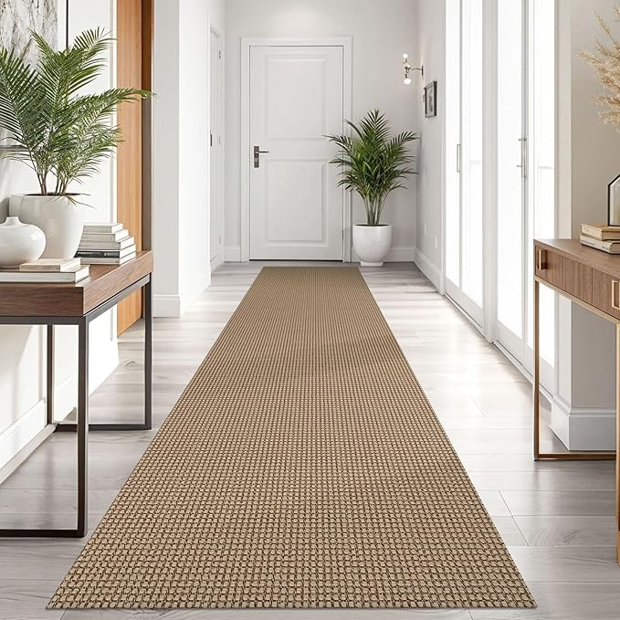 KOZYFLY Boho Runners for Hallways 3x10 ft Washable Kitchen Runner Non Slip Rubber Backed Hallway Rugs Cotton Entryway Runner Rug Floor Carpet for Indoor Hall, Backdoor, Kitchen, Tan/Orange/Brown