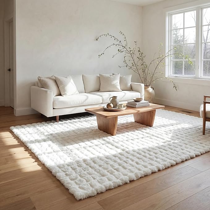 nuLOOM 5' x 8' Cozy Plush SuperiorWash Area Rug, Machine Washable, Non-Slip, Soft Fluffy Shag Carpet for Living Room Bedroom Kids Room Nursery Home Decor, Jeni White