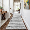 3x12 Washable Hallway Runner Rug: Extra Long Runners for Entryway Living Room Dining Room - Stain and Water Resistant Rugs with Non-Slip Backing - Soft Low-Pile Carpet 12ft Grey