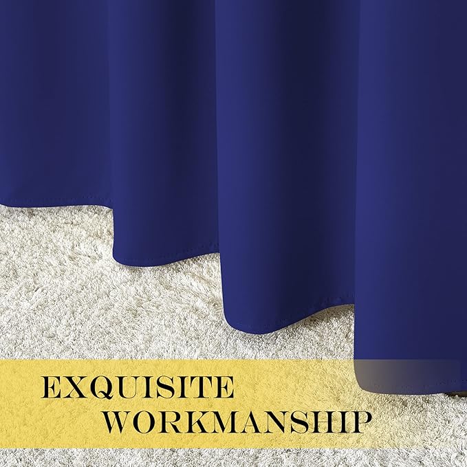NICETOWN Bedroom Blackout Curtains Panels - Window Treatment Thermal Insulated Solid Grommet Blackout for Living Room (Set of 2, 66 by 54 Inch, Navy Blue)