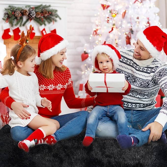 yulidayang Black Fluffy Round Area Rugs for Bedroom,5'X5'Shag Circle Area Rugs for Living Room,Non Slip Fuzzy Plush Rug for Kids Room Boys Girls Room and Dorm Home Decor Rug