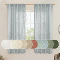 LAMIT Sheer Linen Curtains 63 inches Long for Bedroom, Back Tab and Rod Pocket Linen Drapes Light Filtering Semi Sheer Curtains for Small Window/Farmhouse, 2 Panels (38 x 63 Inch, Greyish Blue)