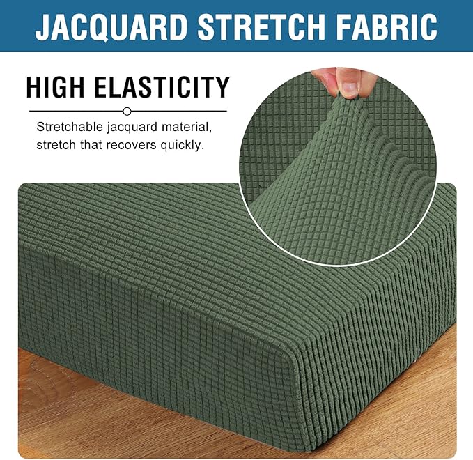 H.VERSAILTEX High Stretch Couch Cushion Covers,Chair Sofa Seat Slipcovers Couch Cushion Cover Stretch Furniture Protector for Kids, Pets(2 Packs Cushion Loveseat Covers, Bronze Green)