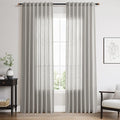 Nanspring Light Gray Linen Curtains for Living Room 84 Inches Long 2 Panels Set Rod Pocket Back Tab Simple Modern Light Filtering Boho Coastal Room Decor Grey Sheer Curtain for Bedroom 52x84