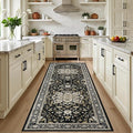 Hallway Runner Rug Non Slip - Washable 2.6x8 Kitchen Rugs for Living Room, Low-Pile Soft Bedroom Rug Indoor Floor Stain Resistant Carpets for Entryway, Laundry, Bathroom Black Gold