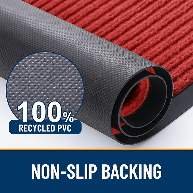 OLANLY Front Door Mat Indoor Outdoor Entrance, 2-Pack 47 x 32 Inch, Waterproof Heavy Duty Doormat, Fade Resistant, Low Profile, Easy Clean Patio Porch Welcome Floor Mats for Entry, Red