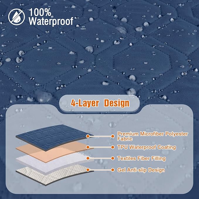 VANSOFY Waterproof Recliner Couch Covers, Sofa Covers 1-Piece Washable Reclining Sofa Cover Non-Slip Furniture Protector with Elastic Straps Pocket for Dogs, Pets(Ocean Blue,2 Seater)