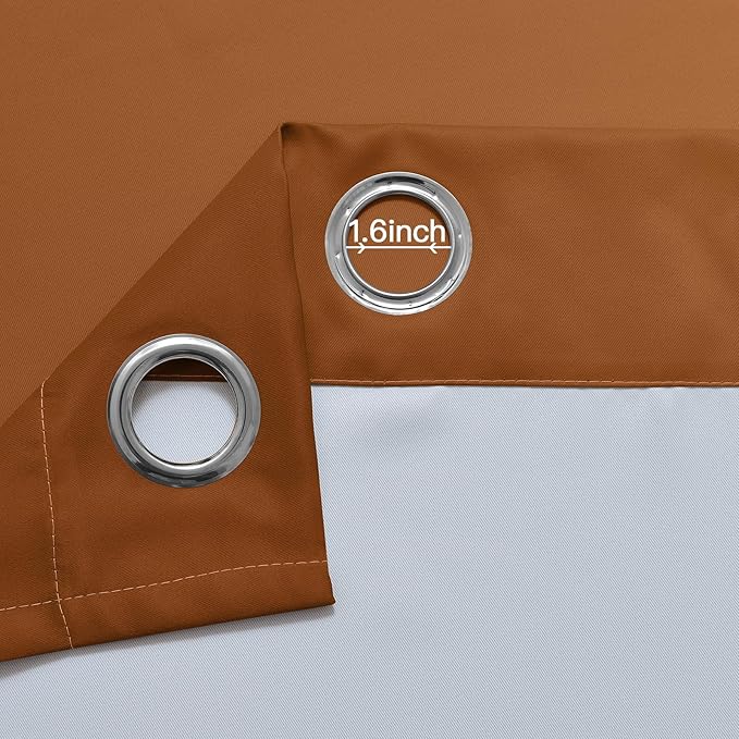 Yakamok Greyish White and Burnt Orange Ombre Curtains,Light Blocking Curtains,Room Darkening Grommet Window Drapes for Bedroom(Burnt Orange,52x63 Inch,2 Panels)