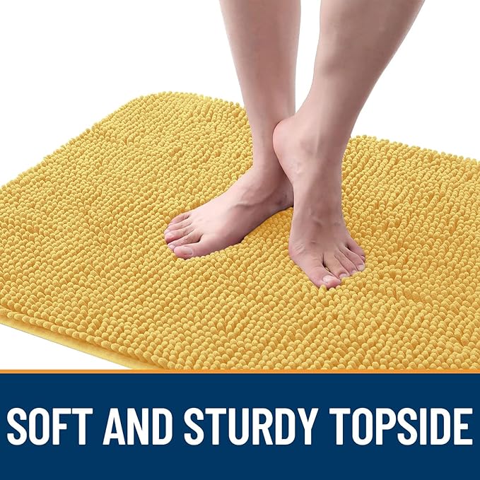 OLANLY Dog Door Mat for Muddy Paws 50x30, Absorbs Moisture and Dirt, Absorbent Non-Slip Washable Doormat, Quick Dry Chenille Mud Mat for Dogs, Entry Indoor Entryway Carpet for Inside Floor, Yellow