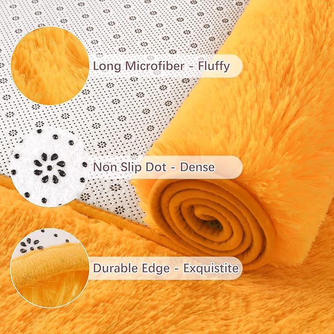 Chicrug Soft Runner Rug for Bedroom Living Room Plush Fluffy Rugs 2x6 Feet, Shag Furry Runner Rug Carpet Non Shedding for Nursery Children Kids Girls Room Home Decorative, Orange