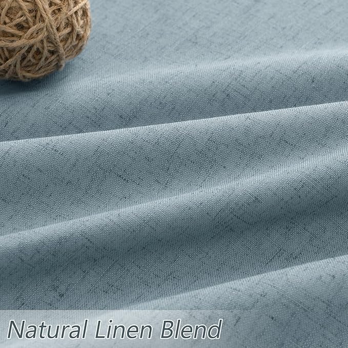 Guken Blue 100% Blackout Curtains 92 Inch Length 2 Panels Set for Living Room Bedroom Back Tab Thermal Insulated Black Out Linen Drapes Room Darkening Window Curtains 92 Inches Long Dusty Blue