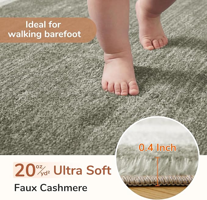 OPPODREAM Border Soft Area Rugs 5x7, Washable Brown Rug with Non Slip Backing, 5 x 7 Faux Cashmere Low-Pile 5x7 Carpet