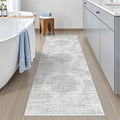 2x6 Runner Rug Non Slip for Entryway, Washable Runners for Kitchen, Soft Thin Hallway Rug for Bedroom, Laundry, Small Stain Resistant Indoor Door Mat(2'x6', Light Grey/White)