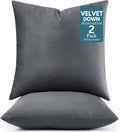 LANE LINEN Polyester Fiber Filled Decorative Cum Throw Pillow Inserts Pack of 2-18 x 18 Inches, Soft & Comfortable Fulffy Filling, Holds Shape Well Over time and use - Dark Grey Cushion Inserts
