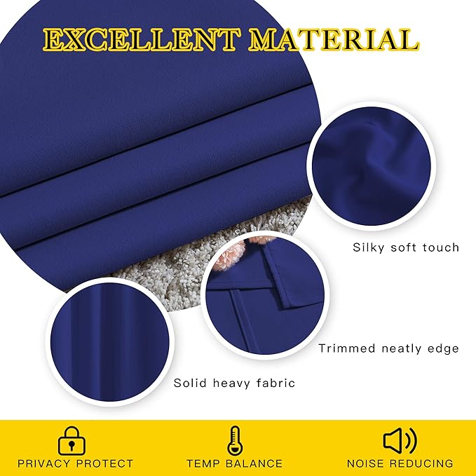 NICETOWN Blackout Bedroom Curtains for Windows 50 inch Long - Solid Thermal Insulated Grommet Light Reducing Panels Window Treatment for Kitchen/Cafe (Navy Blue, 2 Panels 34 in x 50 in (W x L))