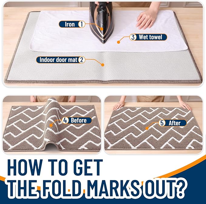 OLANLY Front Door Mat, Non-Slip Rubber Backing, Dirt Resistant and Absorbent, Washable, Easy to Clean Low-Profile Indoor Doormat for Back Door, Entryway, Inside Entrance, 36x24, Brown