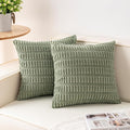 Pack of 2 Corduroy Decorative Throw Pillow Covers 18x18 InchSoft Boho Striped Pillow Covers Modern Farmhouse Home Decor for Sofa Living Room Couch Bed（Sage Green）