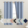NICETOWN Stone Blue Vintage Linen 100% Blackout Curtains for Dining Room, Thermal Insulated Curtains 45" Long, Noise Reducing Window Treatment Drapes for Kitchen, 42" Wide Per Panel, Set of 2