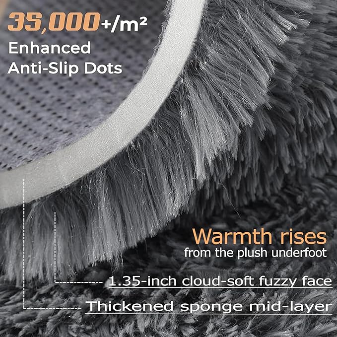 8x10 Area Rugs for Living Room: Fluffy Shag Soft Washable Rug Large Fuzzy Plush Indoor Carpet for Bedroom Nursery Playroom Kids Girls Boys Room (Dark Grey, 8'x10')