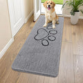 Smiry Dog Door Mat for Muddy Paws, Absorbent Dirt Trapper Non Slip Quick Dry Washable Chenille Mat for Mud Dogs, Entry Rug for Indoor and Outdoor (54x24 Inches, Grey and Black)