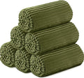 Buryeah 6 Pcs Flannel Throw Blanket Bulk 50 x 60 in Sleepover Blanket Outdoor Wedding Throw Lightweight, Oeko-tex Standard 100 Certified for Sofa Homeless Gifts (Army Green)
