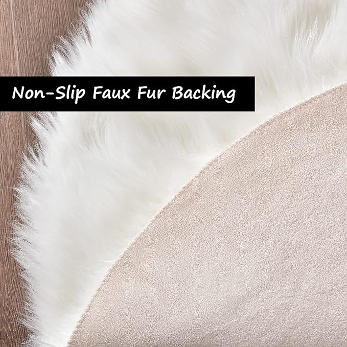 Goolela White Sheepskin Area Rug 9x12 Fluffy Fuzzy Furry Rug for Bedroom Living Room Faux Fur Shaggy Soft Rectangle