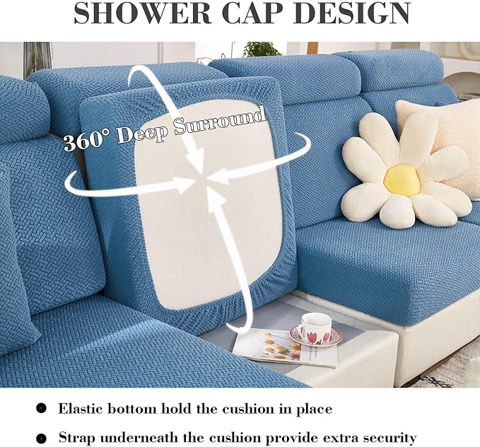 Sofa Covers Couch Covers for Sofa Pet Friendly Couch Cushion Covers Universal Sofa Covers Washable Stretch Slipcovers for Sectional Sofa (Texture Blue,Headrest Cover)