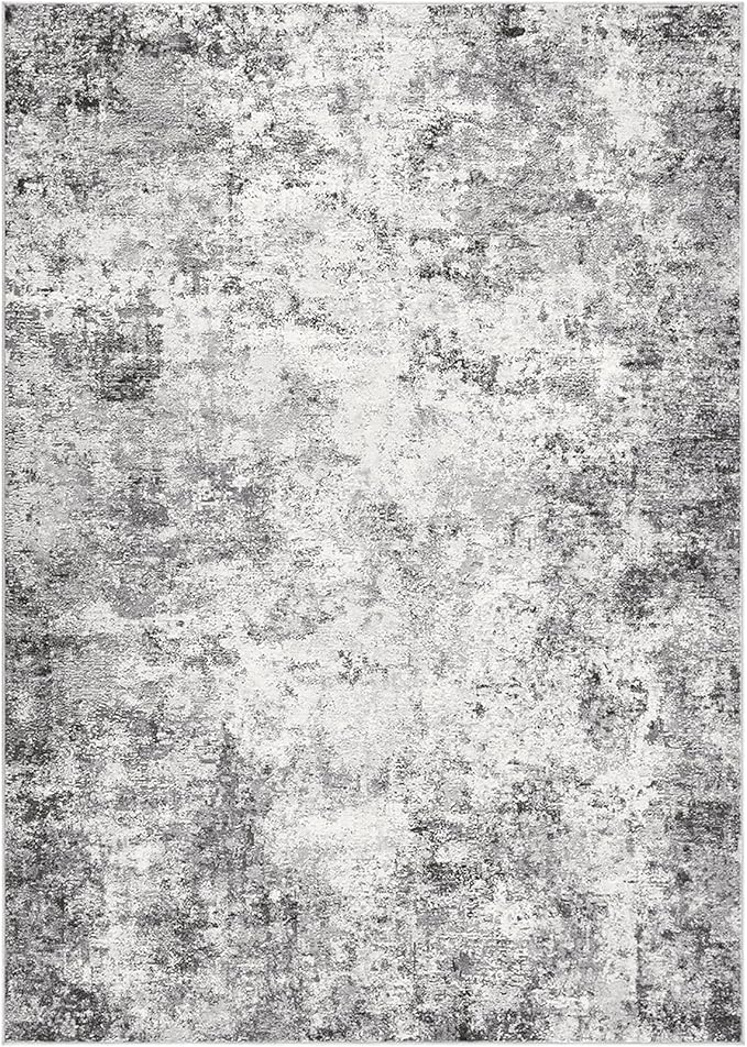 UERMEI 10x12 Area Rug Living Room Rugs - Washable Neutral Modern Abstract Soft Thin Large Rug Indoor Floor No Slip Rug Carpet for Bedroom Under Dining Table Home Office Decor - Grey