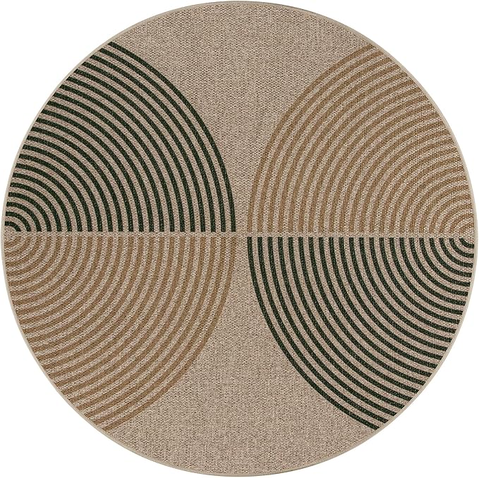Lahome Enfys Modern Rainbow Round Entryway Rug 4ft, Circle Easy Jute Rug Washable Indoor Outdoor Patio Rug Farmhouse Front Door Mat, Contemporary Non Slip Round Carpet for Bedroom Kitchen