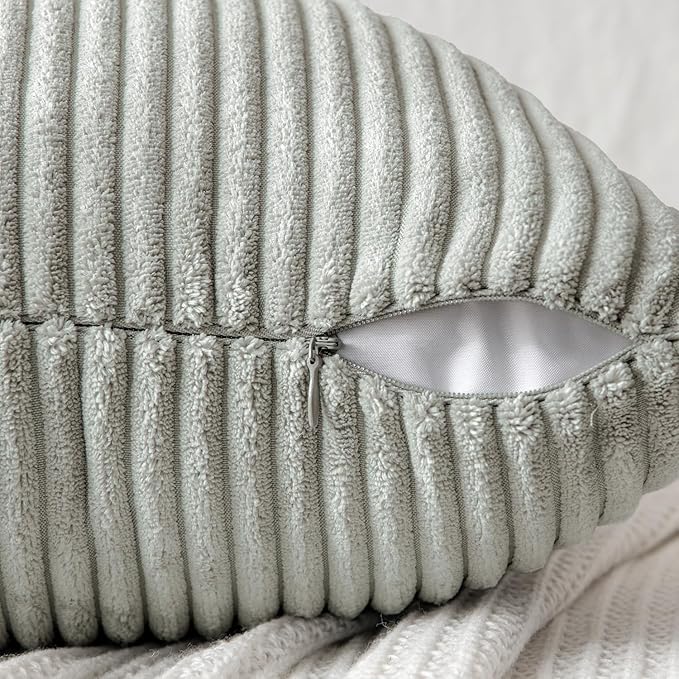 MIULEE Silver Grey Decorative Euro Sham Pillow Covers 24x24 Inch for Bed Couch Sofa Pack of 2 Boho Farmhouse Throw Pillows Soft Cross Corduroy Patchwork Textured Cushion Cases