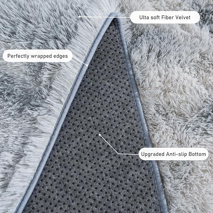 Rugs for Bedroom 4x6, Soft Shaggy Modern Shag Area Rug for Living Room, Upgrade Non-Slip Plush Fluffy Carpet for Kids Boys Girls Room Home Decor Aesthetic, Light Grey