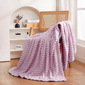 Puncuntex Light Purple Throw Blanket 60"×80" inches Fuzzy 3D Jacquard Decorative Flannel Fleece Super Soft Plush Cozy Blanket for Couch Sofa Chair Lightweight