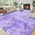 Area Rugs 9x12 Living Room, Large Area Rug Shag Shaggy Carpet Soft Plush Furry Bedside Rug, Machine Washable Area Rugs for Bedroom Kids Girls Boys Anti Slip(9 x 12, Purple Starry)