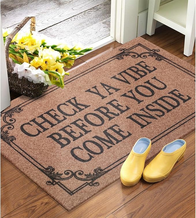 Front Door Indoor Outdoor Entrance Doormat Brown Rubber Welcome Door Mat Come Inside This House Doormat Anti Slip Easy to Clean Corridor Patio Entry Mat 36" x 24"