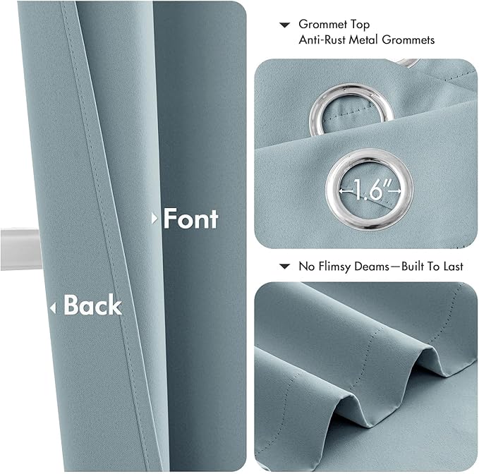 MIULEE Slate Blue Blackout Curtains for Bedroom Living Room 54 Inches Long 2 Panels, Thermal Insulated Room Darkening Drapes Solid Grommet Noise Reduction Light Blocking Window Treatments 40x54 Inch