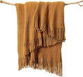 lifein Throw Blanket for Couch, Soft Boho Decor Bed Throw,Cozy Brown Knitted Chenille Small Farmhouse Lightweight Throw (Golden Brown,60 * 80")