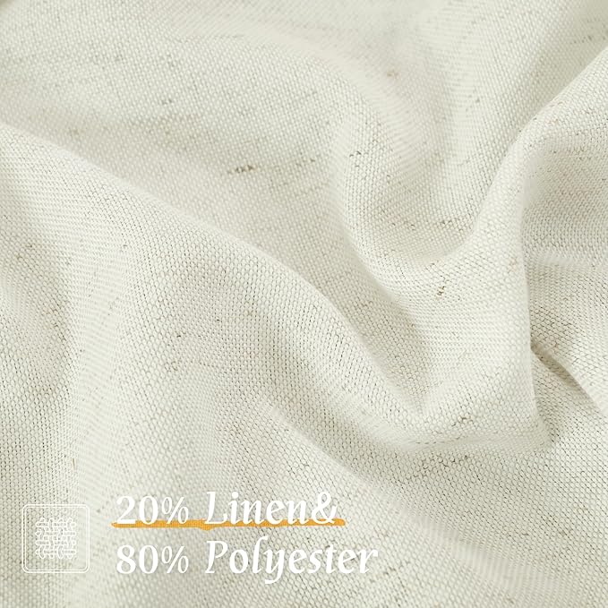 LAMIT Cream Linen Curtains 54 Inch Length 2 Panels, Light Filtering Faux Linen Textured Panels Rod Pocket Neutral Privacy Drapes for Window/Loft Room/Bedroom, 42 x 54 Inch