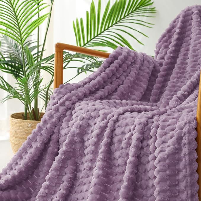 Exclusivo Mezcla Fleece Twin Blanket for Bed, Extra Large Fuzzy Grayish Purple Bed Blankets, Soft Cozy Plush Sofa Throws for All Seasons, 60x80 Inches