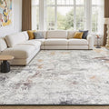 Rugflix 8x10 Area Rugs for Living Room, Washable Large Rug Stain-Resistant Low Pile, Modern Neutral Carpet for Dining Room Home Office Kid Room Nursery Bedroom, Grey Brown