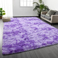 Deerhoo Large Shag Area Rugs 5 x 8, Tie-Dyed Plush Fuzzy Rugs for Living Room, Ultra Soft Fluffy Furry Rug for Bedroom, Indoor Carpet Nursery Rugs for Kids Room Home Decor, Purple