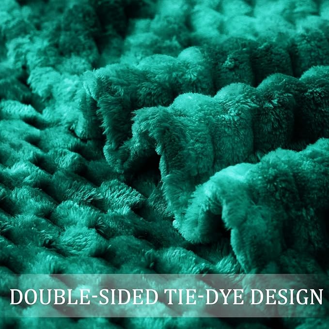 Exclusivo Mezcla Fleece Throw Blanket for Couch, Extra Large Fuzzy Tie-dye Teal Bed Blankets, Soft Cozy Plush Sofa Throws for All Seasons, 50x70 Inches