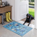 Floral Rug for Entryway, 2X3 Washable Kitchen Mat Ultra-Thin Soft, Non-Slip Indoor Door Carpet Stain Resistant Boho Small Low-Pile Throw for Bathroom Bedroom (2 x 3, Blue Lawn)