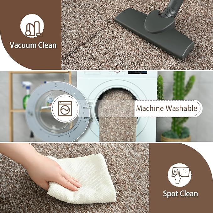 AROGAN Small Washable Area Rugs for Bedroom, 2×4 Runner Rug with Memory Foam for Hallway, Non Slip Fluffy Carpet Indoor Rug Runner for Kitchen, Bedside, Entryway Bathroom Home Decor, Matte Brown
