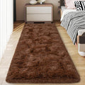 Soft Runner Rugs for Bedroom Hallways, 2x6 Brown Fluffy Shag Throw Area Rug Non Slip for Bedside Dorm, Long Shaggy Furry Carpet for Nursery Living Room